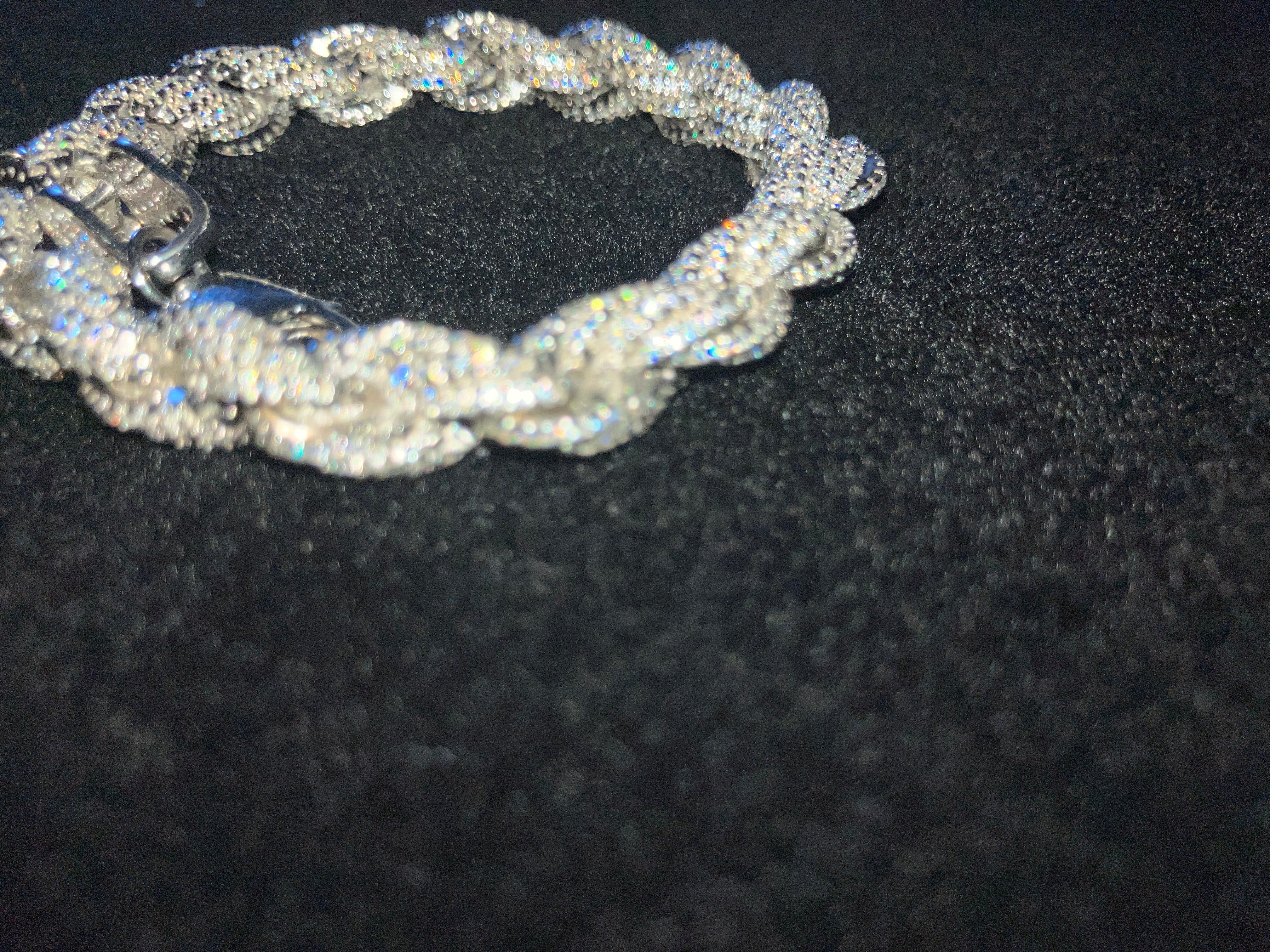 Men's 8mm VVS+ Moissanite Rope Bracelet | 925 Sterling Silver | 7-8 Inches | Masterful Moissanite