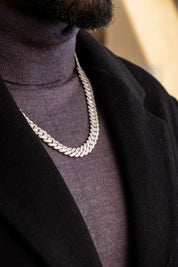Moissanite Cuban Link Chain 10mm 12mm 15mm in 925 Silver 18” 20” 22" 24" with GRA Certificate