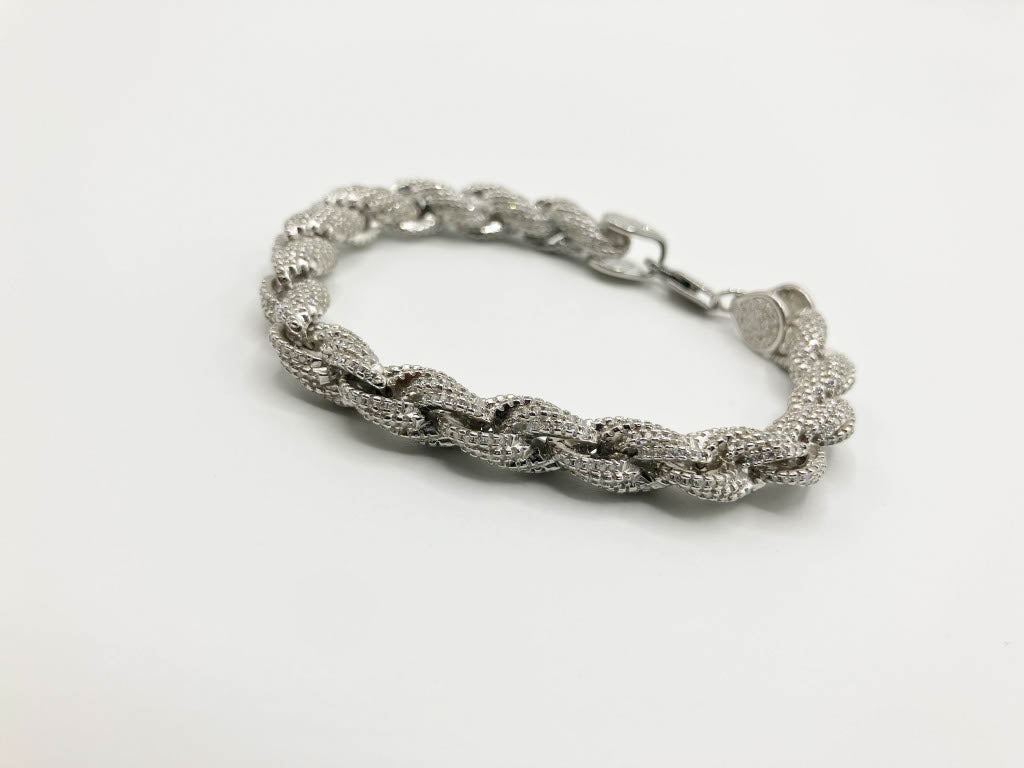 Men's 8mm VVS+ Moissanite Rope Bracelet | 925 Sterling Silver | 7-8 Inches | Masterful Moissanite