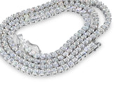 925 Silver Moissanite Tennis Chain Necklace with GRA Cert 18"-24" 2mm-5mm