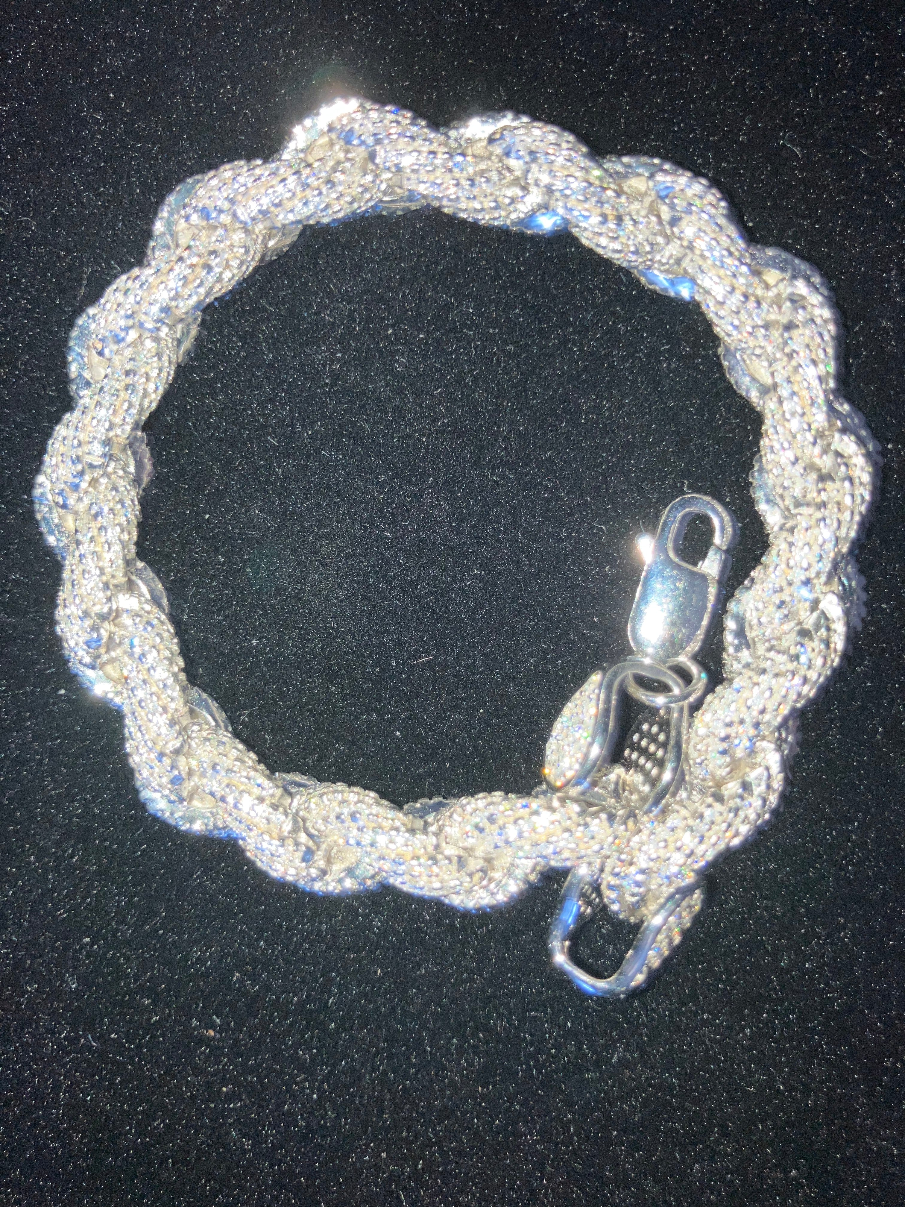 Men's 8mm VVS+ Moissanite Rope Bracelet | 925 Sterling Silver | 7-8 Inches | Masterful Moissanite
