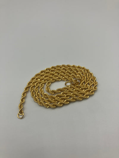 Real Solid 18K Yellow Gold Rope Chain 3mm 18"