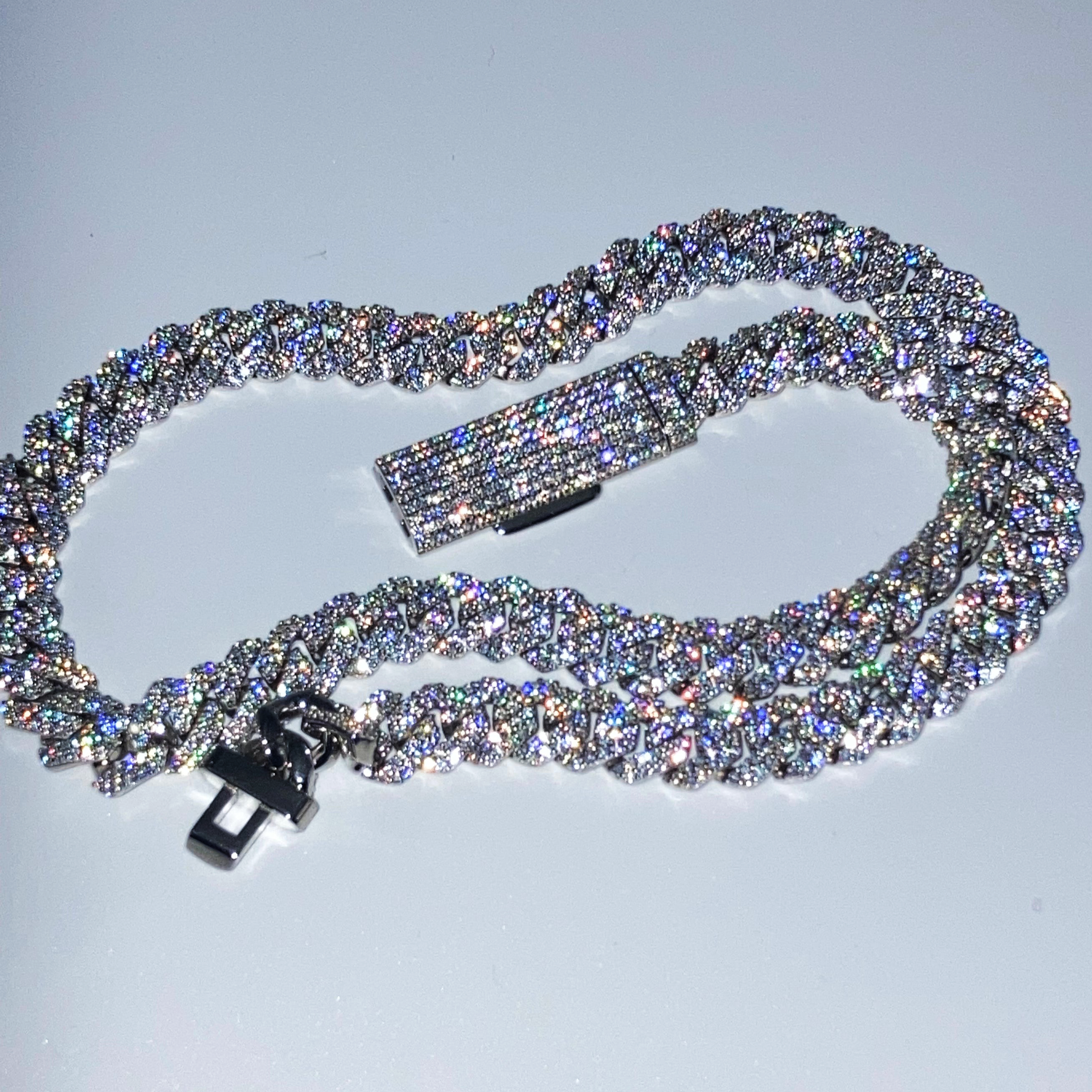 VVS+ GRA Certified Rose Gold Moissanite Cuban Link Chain 925 Silver 8mm-10mm 16"-22"