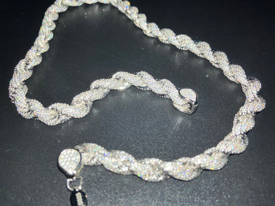 Moissanite Rope Chain .925 Silver 8mm 18" 20"