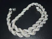 VVS+ GRA Certified Moissanite Rope Chain .925 Silver 8mm 18"-20"