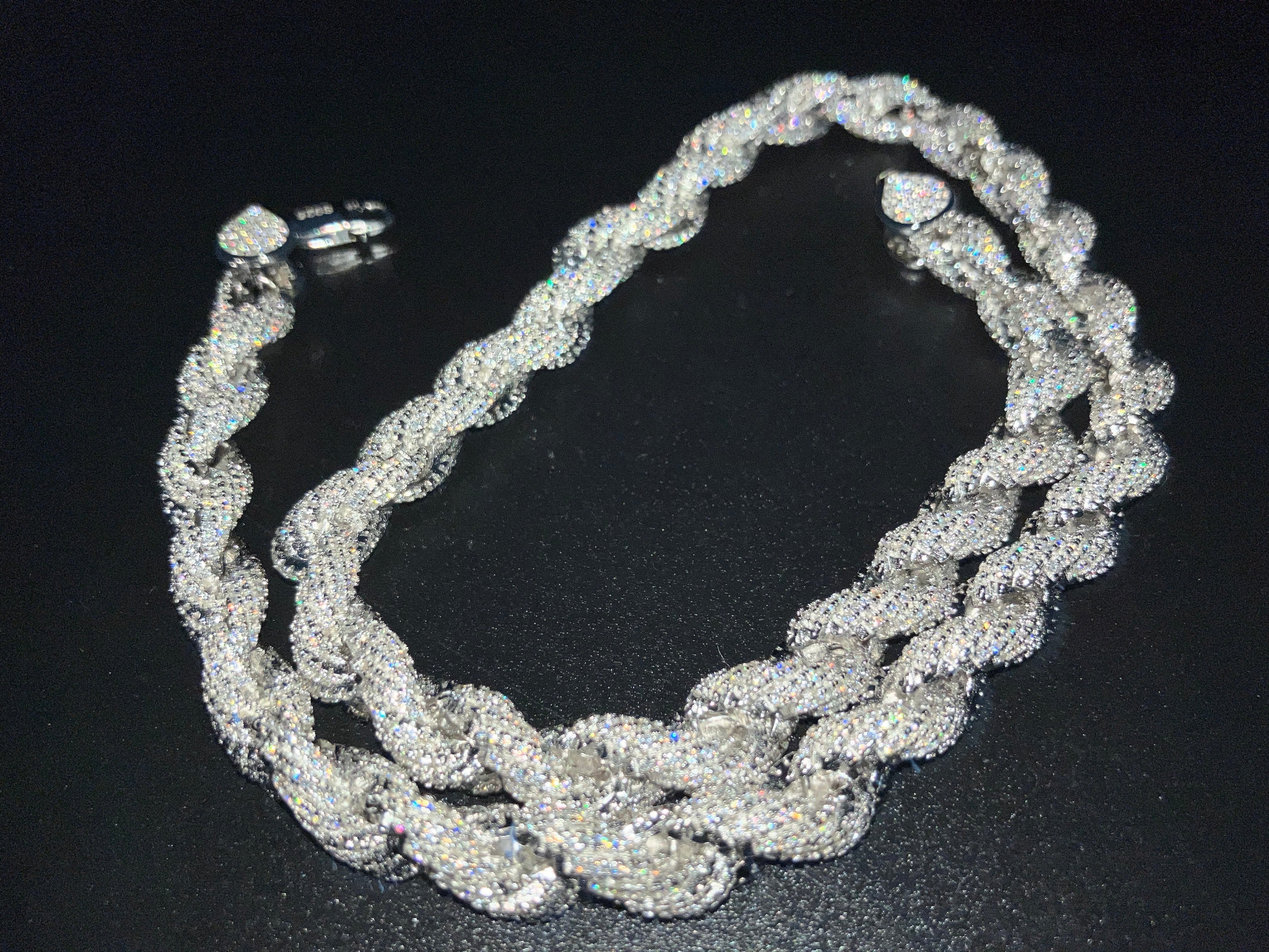 VVS+ GRA Certified Moissanite Rope Chain .925 Silver 8mm 18"-20"