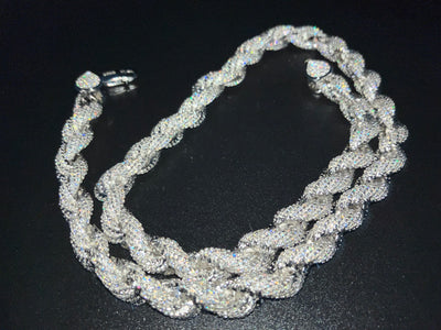 Moissanite Rope Chain .925 Silver 8mm 18" 20"