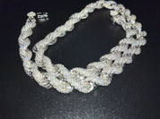 VVS+ GRA Certified Moissanite Rope Chain .925 Silver 8mm 18"-20"