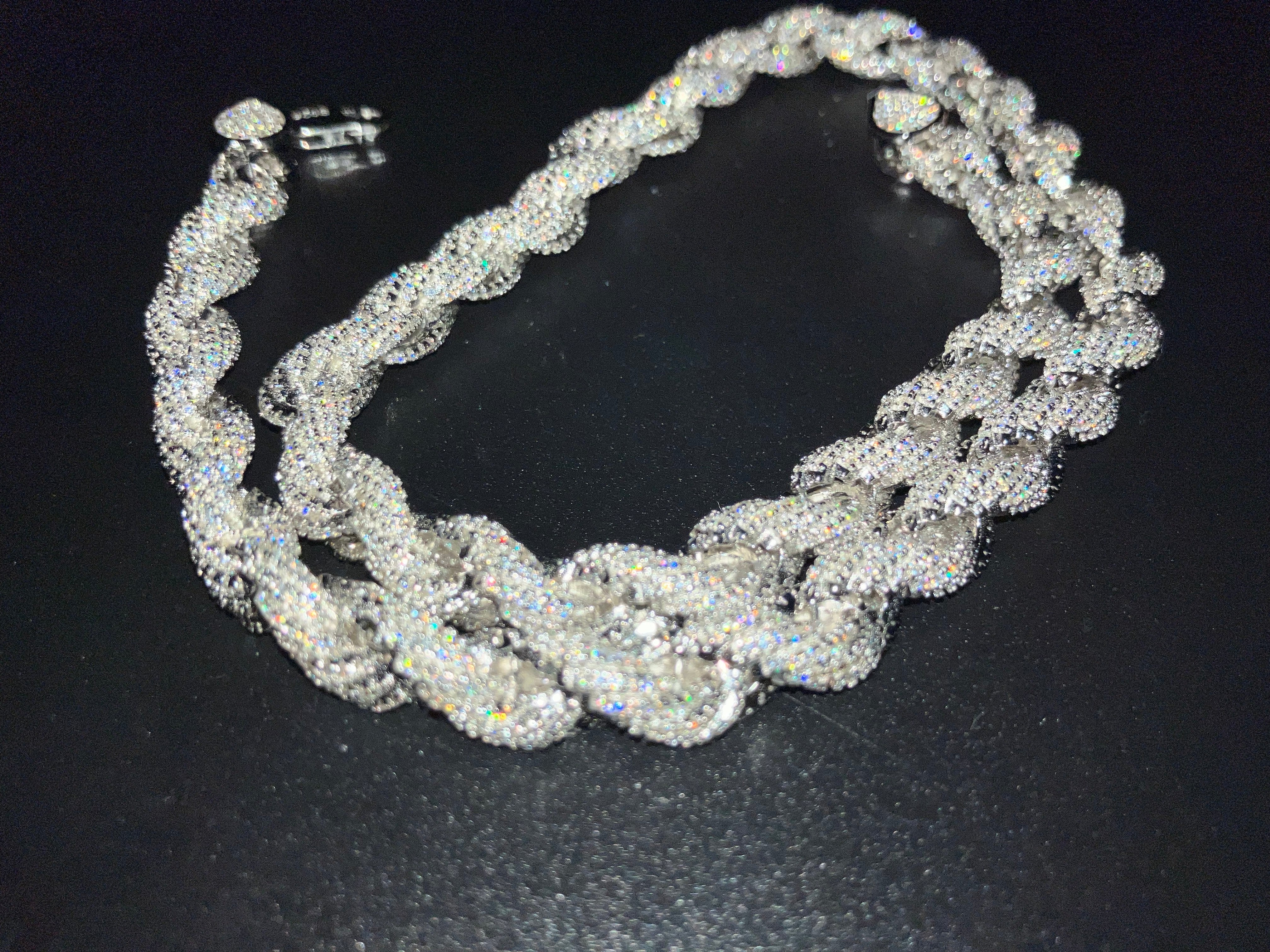 VVS+ GRA Certified Moissanite Rope Chain .925 Silver 8mm 18"-20"
