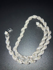 VVS+ GRA Certified Moissanite Rope Chain .925 Silver 8mm 18"-20"