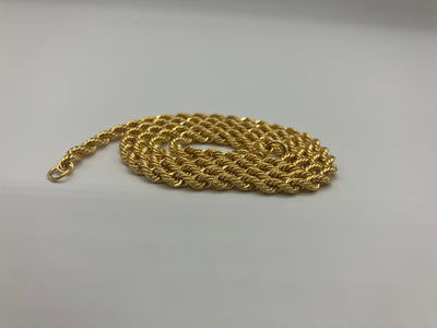 Real Solid 18K Yellow Gold Rope Chain 3mm 18"