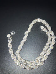 VVS+ GRA Certified Moissanite Rope Chain .925 Silver 8mm 18"-20"
