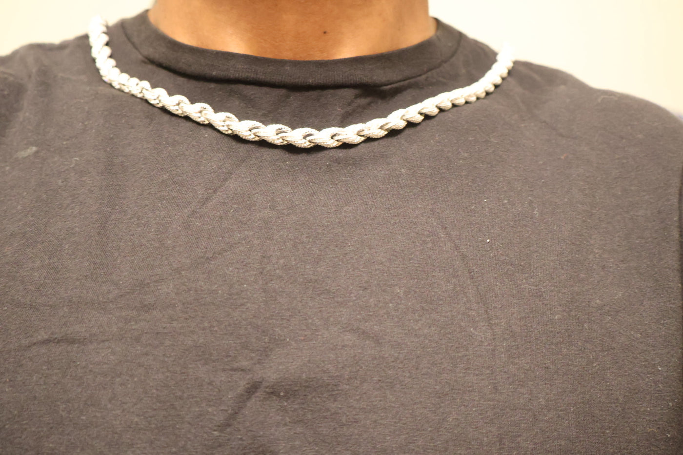 Moissanite Rope Chain .925 Silver 8mm 18" 20"