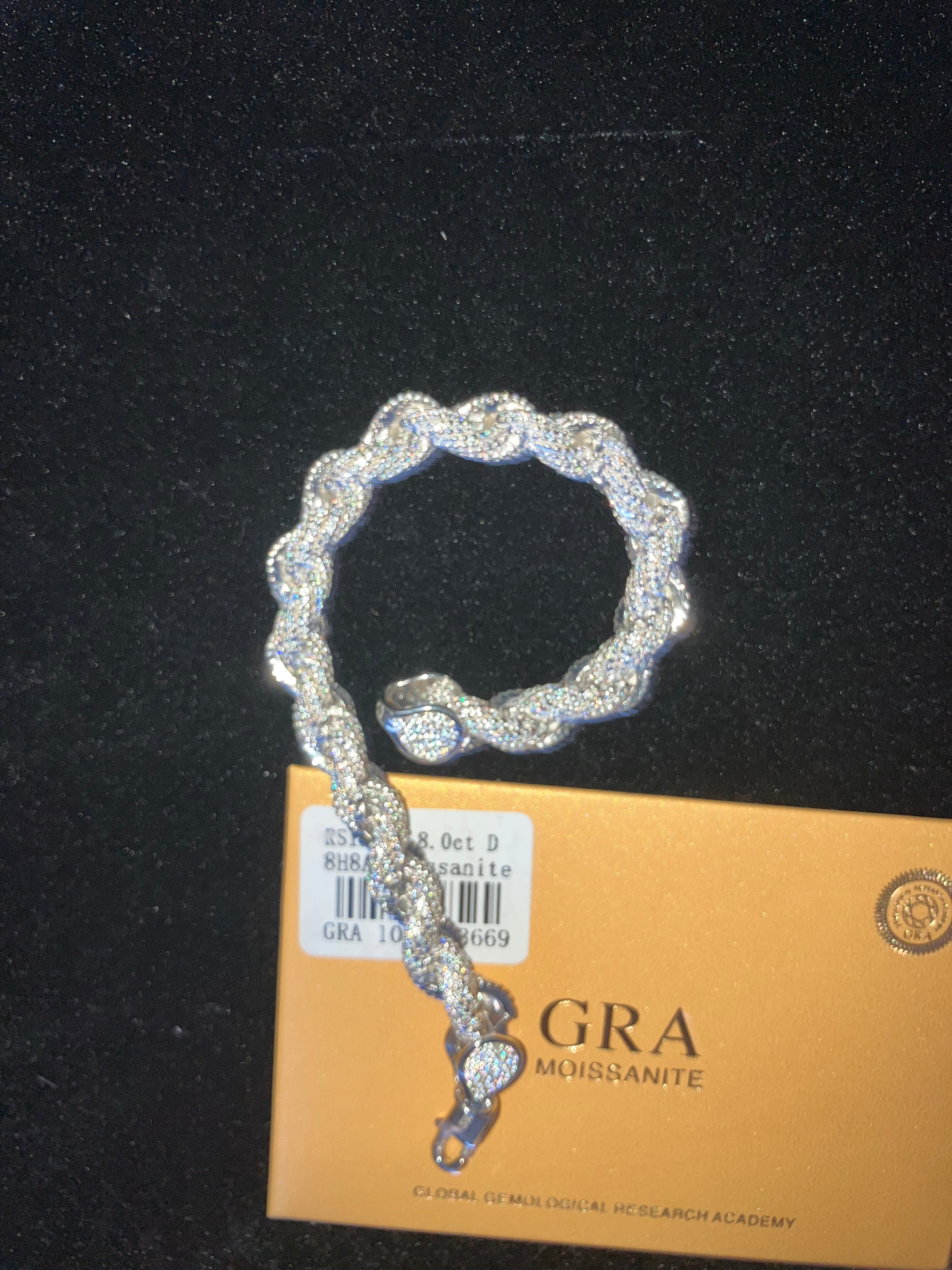 Men's 8mm VVS+ Moissanite Rope Bracelet | 925 Sterling Silver | 7-8 Inches | Masterful Moissanite