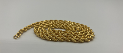 Real Solid 18K Yellow Gold Rope Chain 3mm 18"