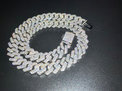 Moissanite Cuban Link Chain, 925 Sterling Silver, 10mm, 12mm, 15mm 18-24 inch, Men's