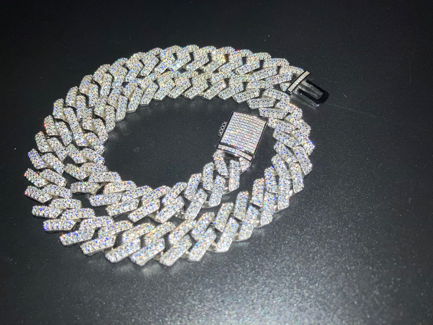 Moissanite Cuban Link Chain 10mm 12mm 15mm in 925 Silver 18” 20” 22" 24" with GRA Certificate