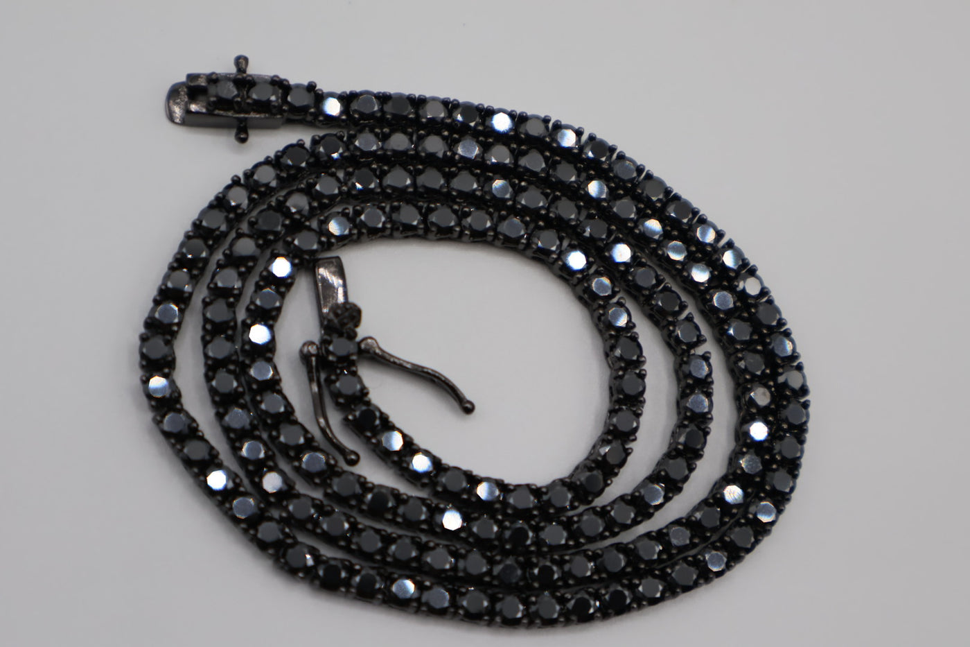 Black Moissanite Tennis Chain .925 Silver 3mm 20"