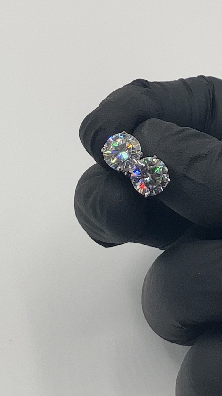 VVS+ GRA Certified Moissanite Stud Earrings 925 Silver .5ct.-4ct.