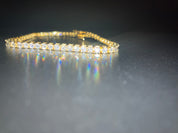 925 SIlver Moissanite Tennis Bracelet in Yellow Gold 3mm with GRA Certificate 8"