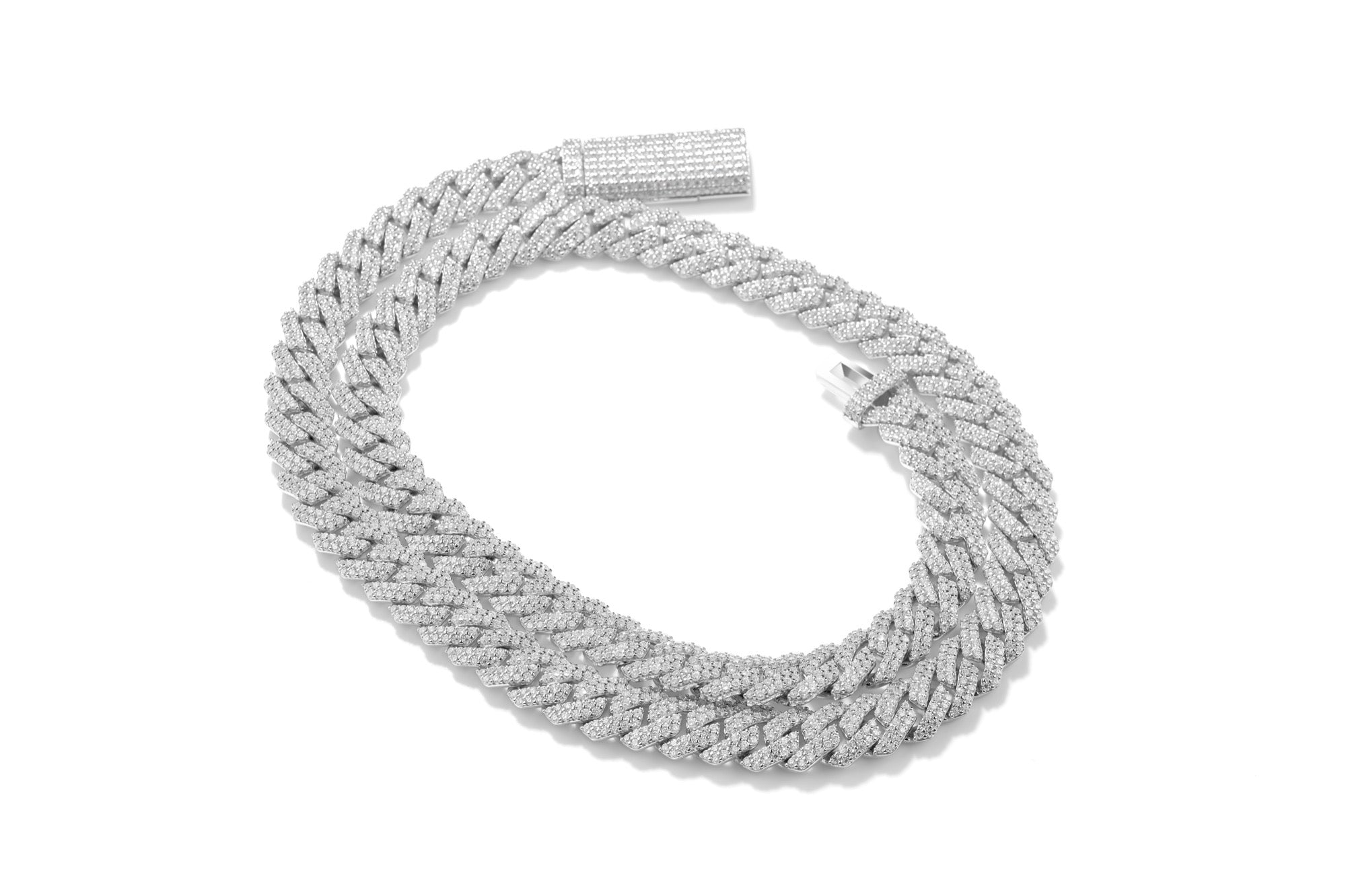 Moissanite Cuban Link Chain 10mm 12mm 15mm in 925 Silver 18” 20” 22" 24" with GRA Certificate