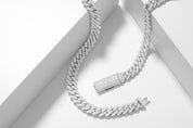 Moissanite Cuban Link Chain 10mm 12mm 15mm in 925 Silver 18” 20” 22" 24" with GRA Certificate