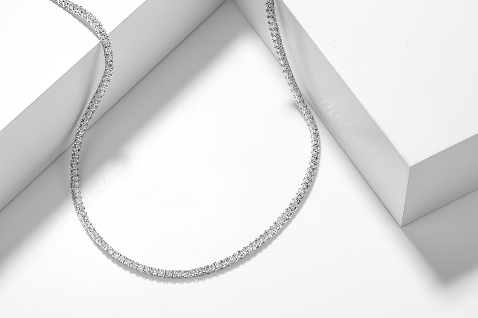 Moissanite Tennis Chain Necklace, 925 Sterling Silver, 2-5mm, 18-24 Inch