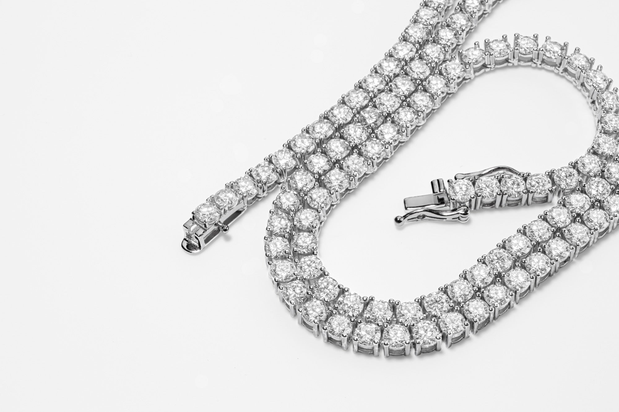 925 Silver Moissanite Tennis Chain Necklace with GRA Cert 18"-24" 2mm-5mm