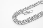 925 Silver Moissanite Tennis Chain Necklace with GRA Cert 18"-24" 2mm-5mm