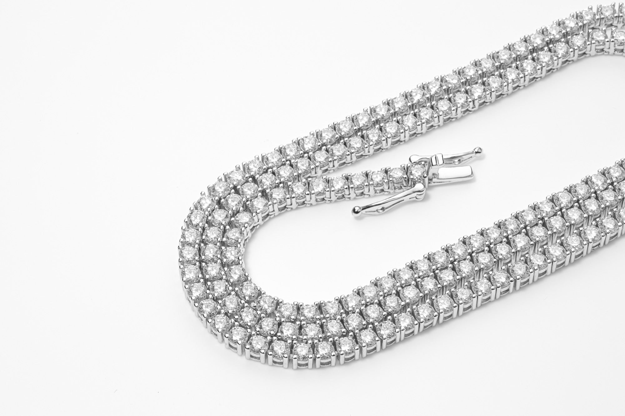 925 Silver Moissanite Tennis Chain Necklace with GRA Cert 18"-24" 2mm-5mm