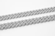 Moissanite Cuban Link Chain 10mm 12mm 15mm in 925 Silver 18” 20” 22" 24" with GRA Certificate
