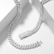 Moissanite Cuban Link Chain, 925 Sterling Silver, 10mm, 12mm, 15mm 18-24 inch, Men's