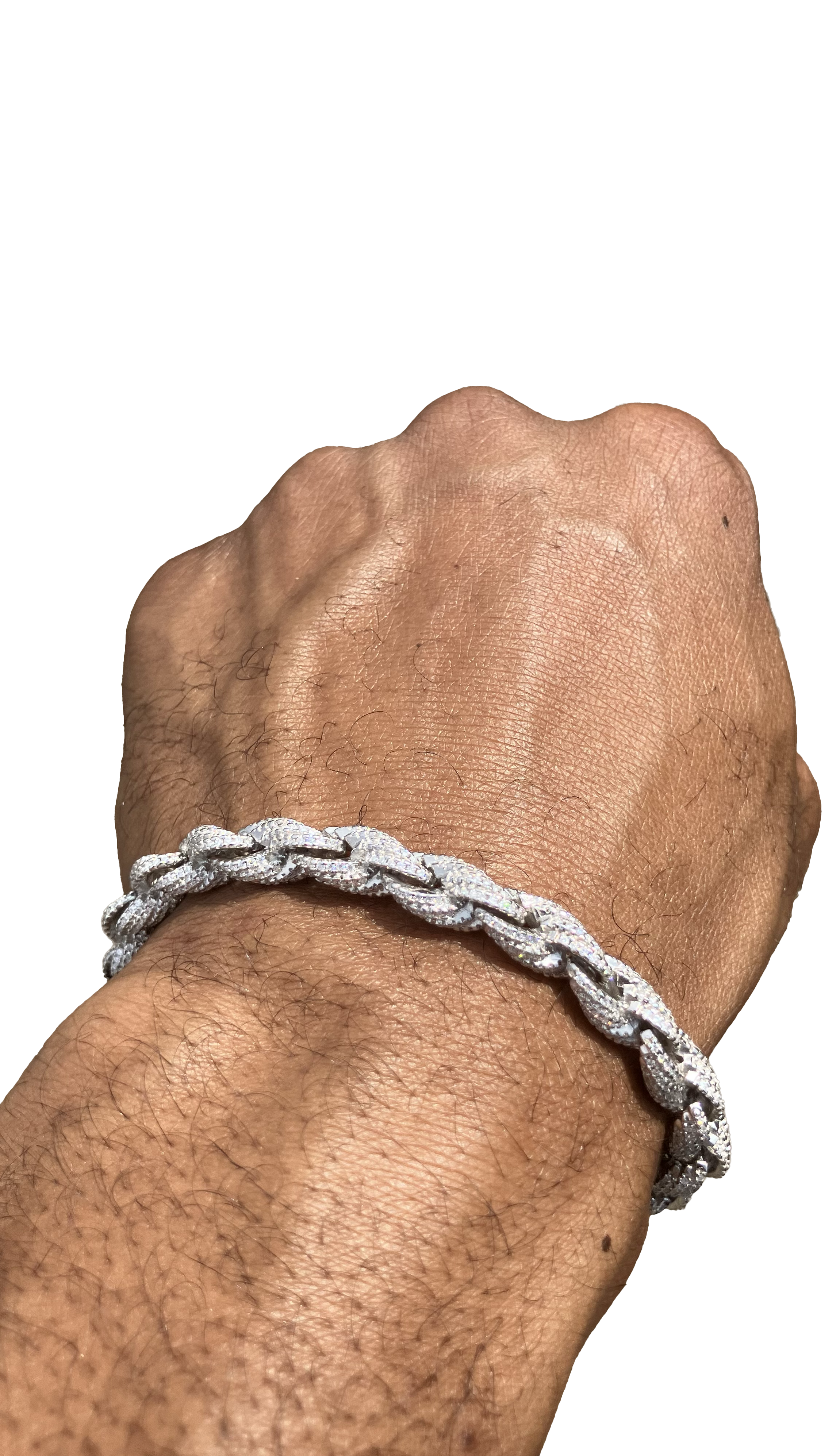 Men's 8mm VVS+ Moissanite Rope Bracelet | 925 Sterling Silver | 7-8 Inches | Masterful Moissanite