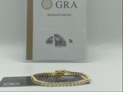 925 SIlver Moissanite Tennis Bracelet in Yellow Gold 3mm with GRA Certificate 8"