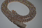 VVS+ GRA Certified Rose Gold Moissanite Cuban Link Chain 925 Silver 8mm-10mm 16"-22"
