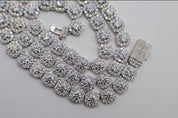 925 Silver Halo Moissanite Tennis Chain 10mm 20” 22”