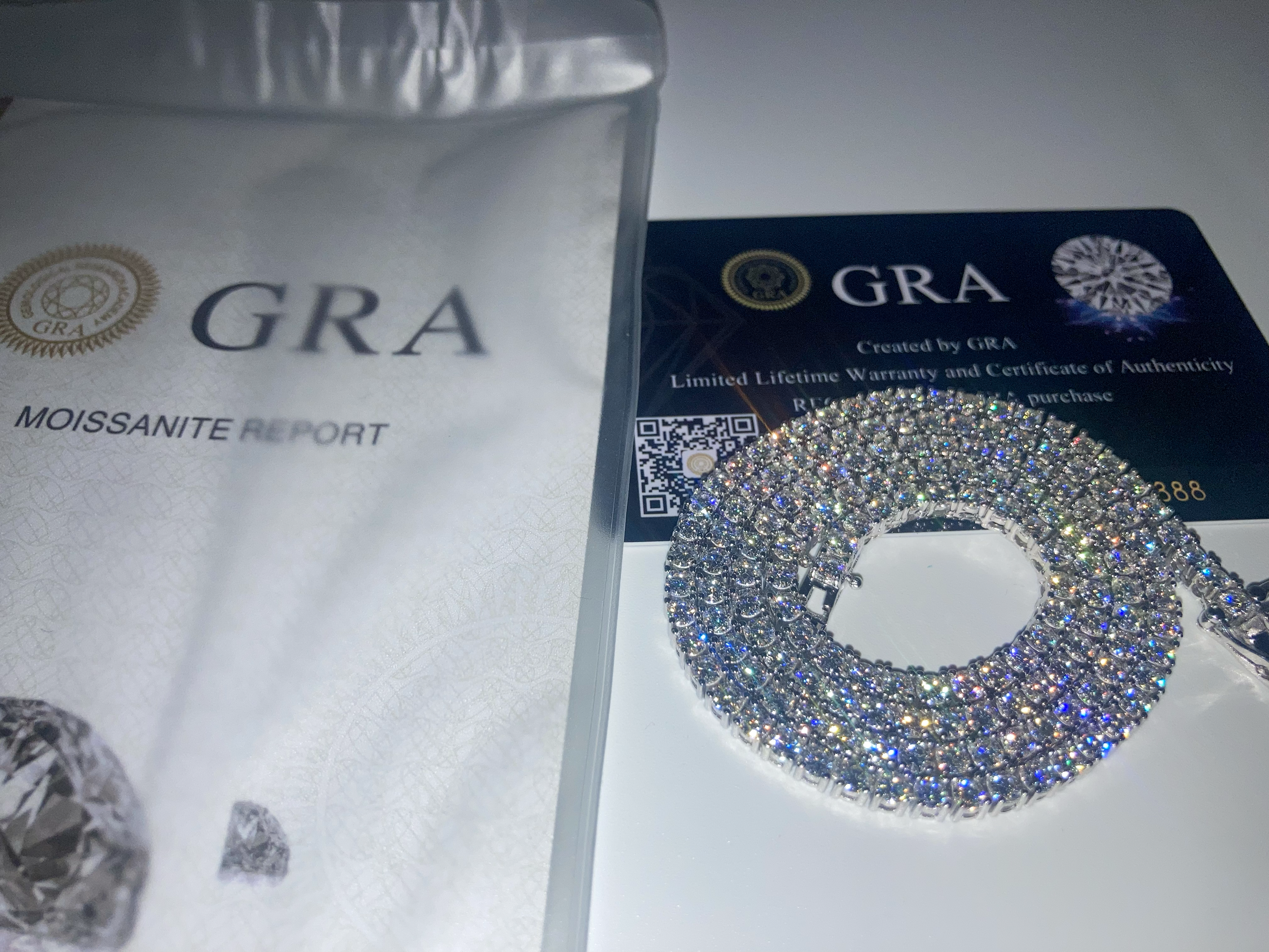 Moissanite Tennis Chain | GRA Certified VVS Flawless | 925 Sterling Silver | Masterful Moissanite