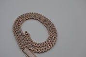 VVS+ GRA Certified Rose Gold Moissanite Cuban Link Chain 925 Silver 8mm-10mm 16"-22"