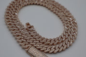 VVS+ GRA Certified Rose Gold Moissanite Cuban Link Chain 925 Silver 8mm-10mm 16"-22"
