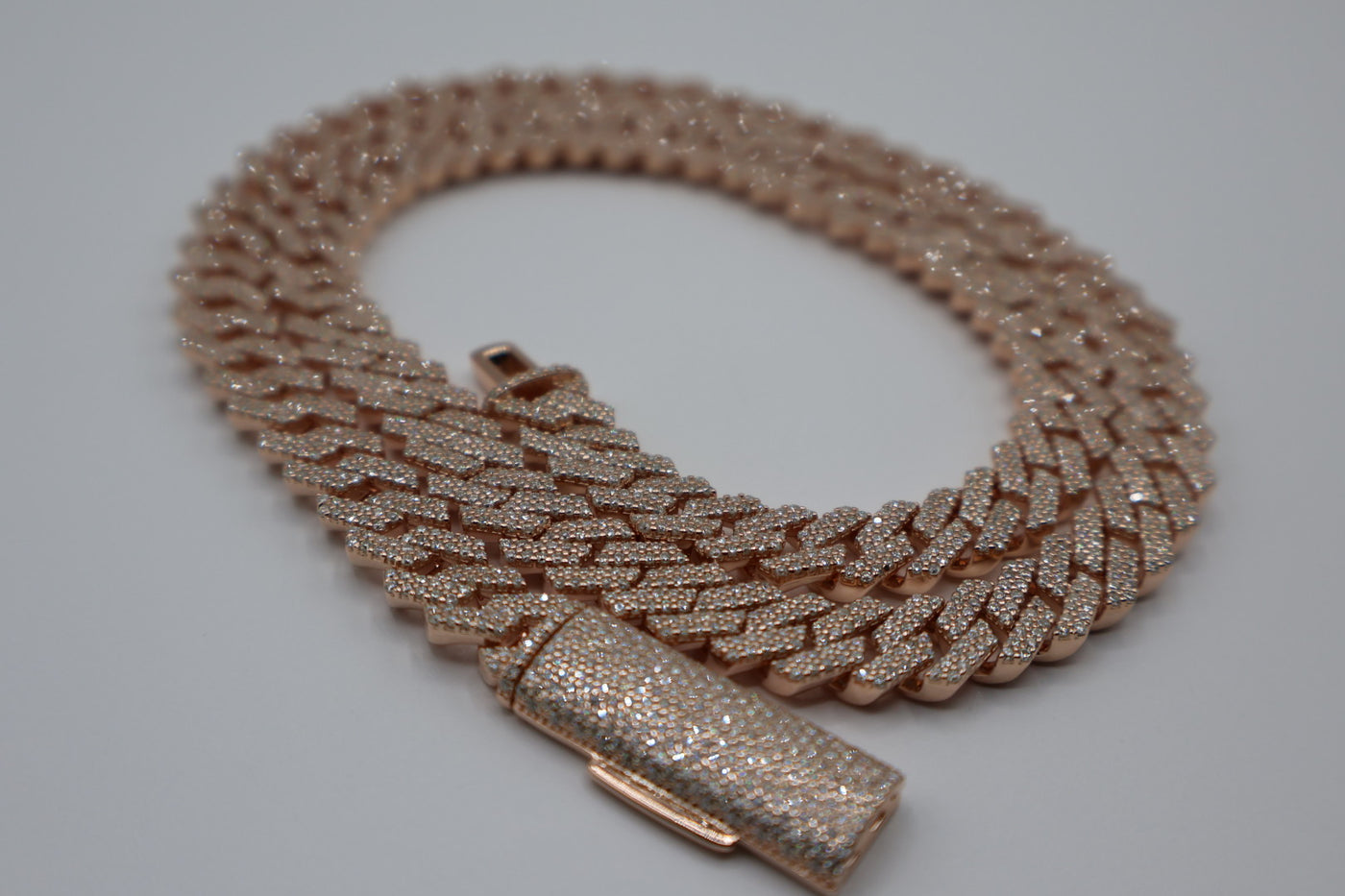 925 Silver Rose Gold Cuban Link Chain Necklace 8mm with GRA Certificate