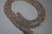 VVS+ GRA Certified Rose Gold Moissanite Cuban Link Chain 925 Silver 8mm-10mm 16"-22"