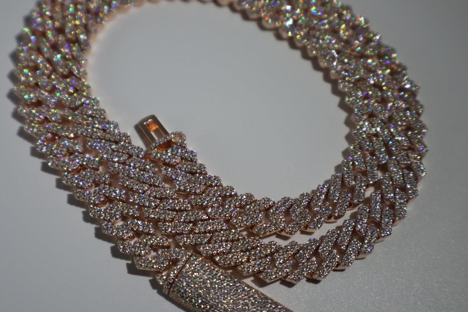 VVS+ GRA Certified Rose Gold Moissanite Cuban Link Chain 925 Silver 8mm-10mm 16"-22"