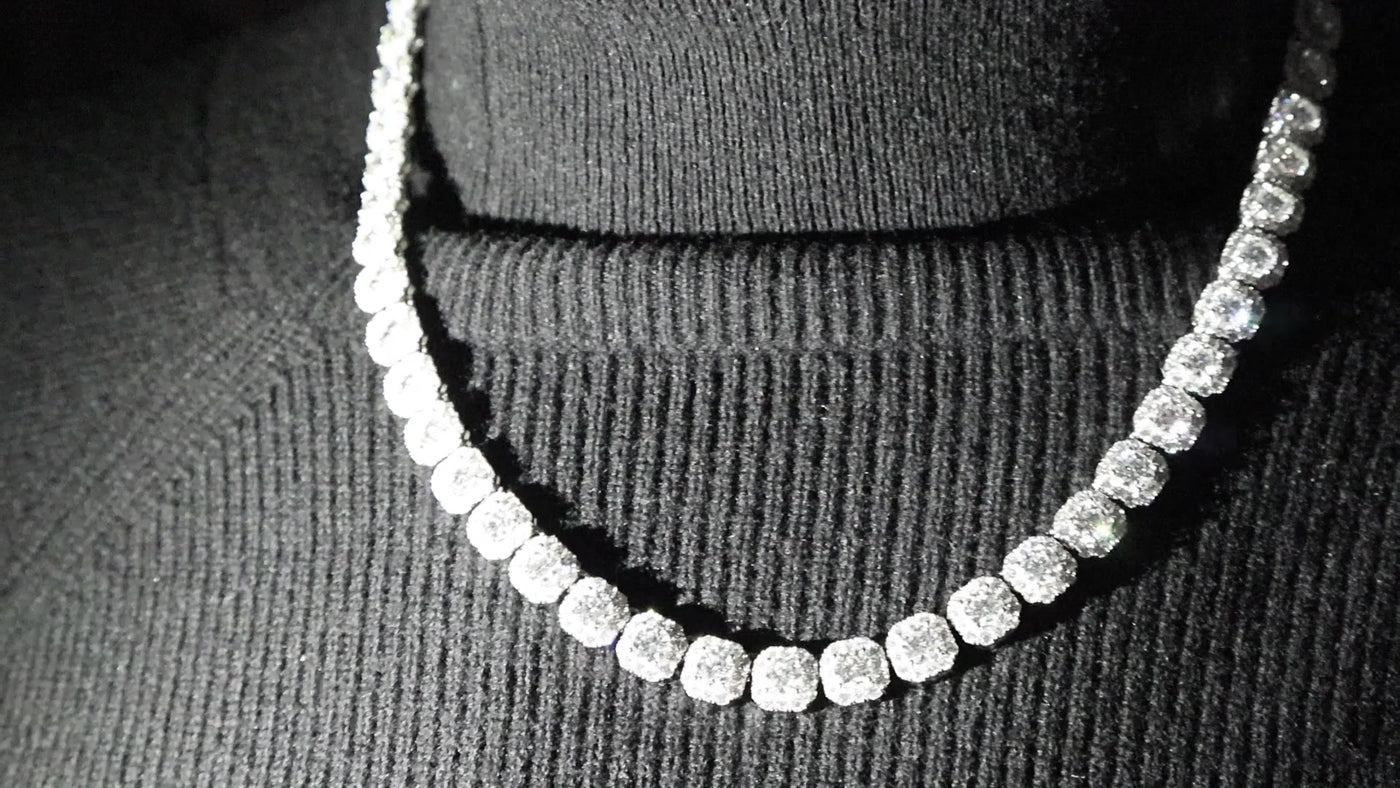 925 Silver Halo Moissanite Tennis Chain 10mm 20” 22”