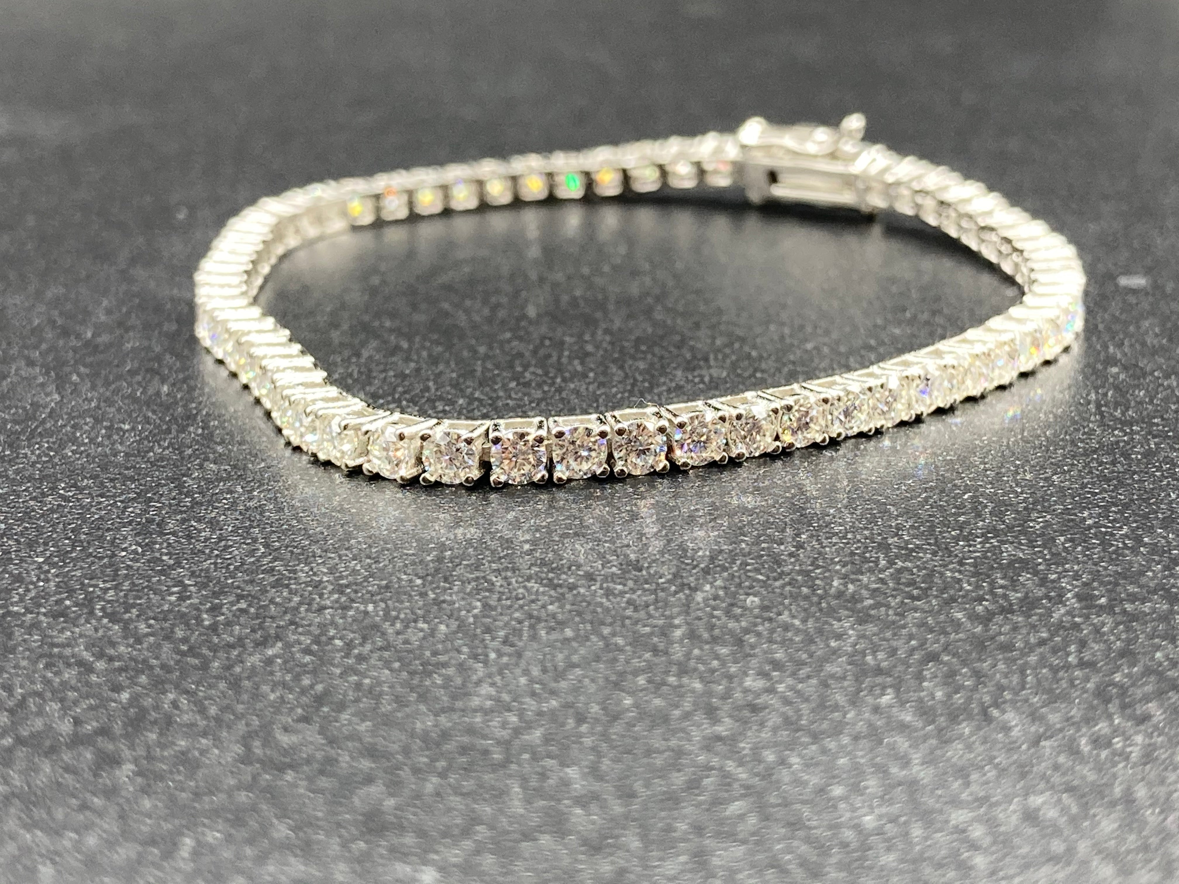 925 Silver Moissanite Tennis Chain Necklace with GRA Cert 18"-24" 2mm-5mm