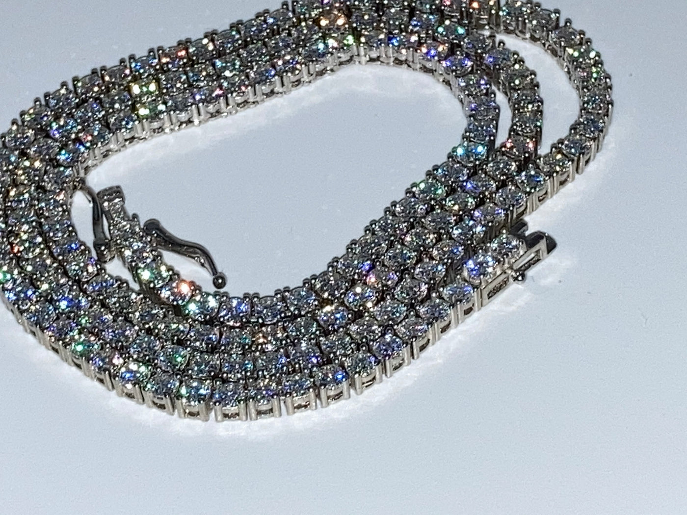 925 Silver Moissanite Tennis Chain Necklace with GRA Cert 18"-24" 2mm-5mm