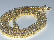 Moissanite Tennis Chain Necklace 18” 20” 22” 24” 3mm in Yellow Gold with GRA Certificate