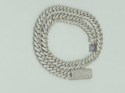 Moissanite Cuban Link Chain 10mm 12mm 15mm in 925 Silver 18” 20” 22" 24" with GRA Certificate