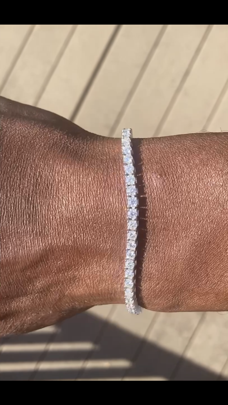 VVS+ GRA Certified Moissanite Tennis Bracelet 925 Sterling Silver 7”-8” 2-4mm