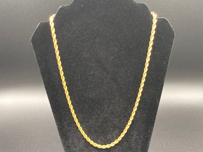 Rope Chain Necklace in Yellow Gold 24” 6mm