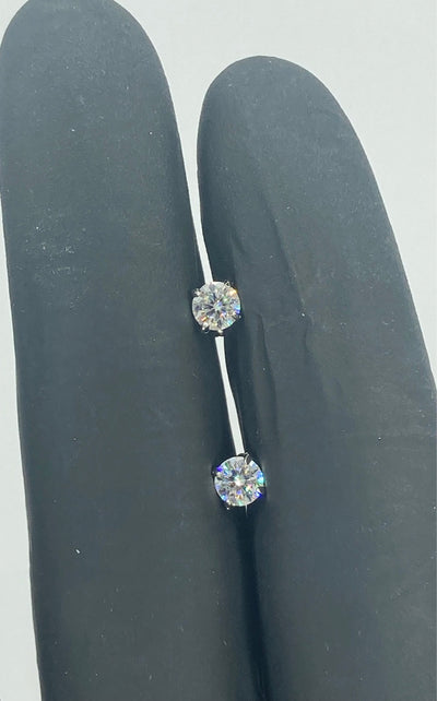 Silver Moissanite Stud Earrings .5ct.-4ct. with GRA Certificate